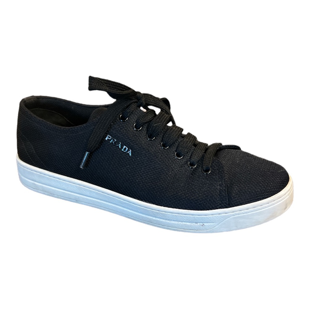 Prada Black Lace Up Sneakers